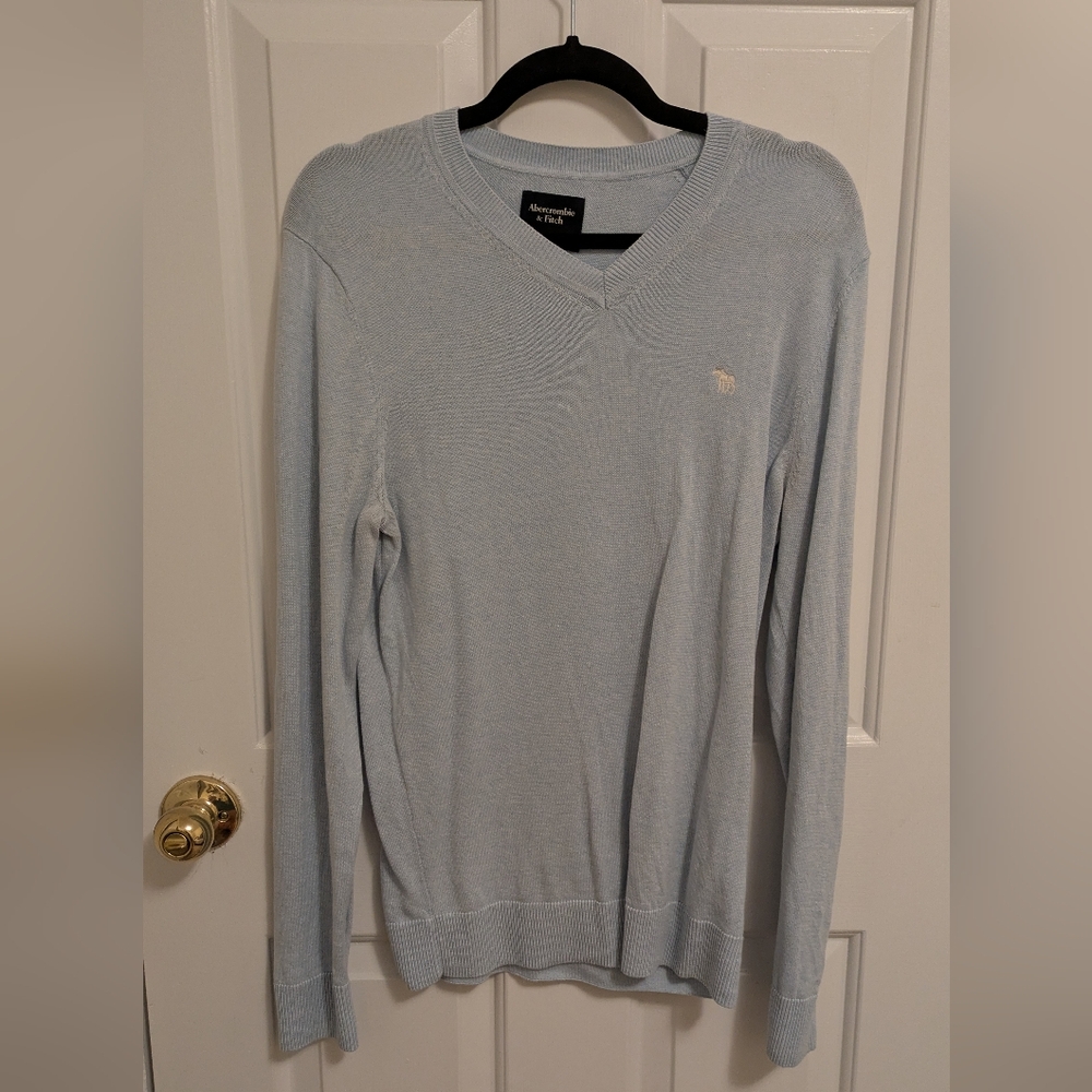 Men's Light Blue V-Neck Sweater